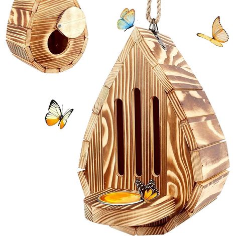 Mangeoire à Papillons pour Le Jardin Habitat en Bois Suspendu Mangeoire À Eau Sucrée Abri Papillons Pour Jardin, Balcon, Cour D'École, Mariage, Passionnés Et Jardiniers (1/5)