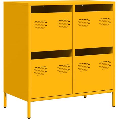 Buffet，Bahut，Meuble de Rangement jaune moutarde 68x39x73,5 cm acier laminé à froid CFW30647 (1/5)