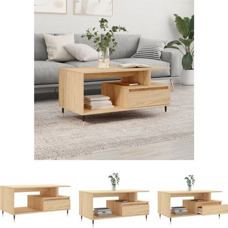 The Living Store Couchtisch Sonoma-Eiche 90x49x45 cm Holzwerkstoff - Couchtische (1/5)