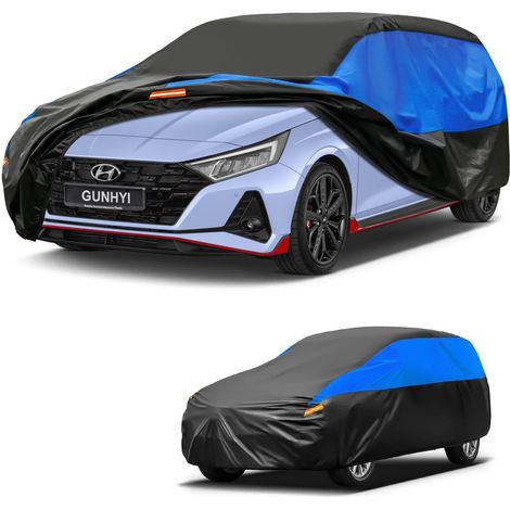Housse de Voiture Imperméable et Respirante, Bâche pour Hyundai i20, Housse de Voiture Noire et Bleue, Bâche de Garage Complète pour Protéger de la Pluie.,Convient pour Hyundai i20 (1/5)