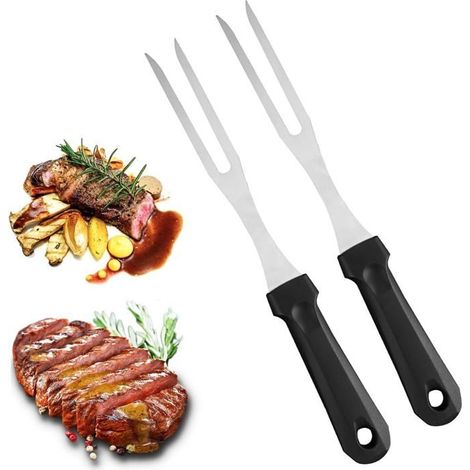 Fourchette à Découper,2Pcs Fourchette à Viande,Fourchette de Chef,Fourchettes à Pot,Fourchette à Viande en Acier Inoxydable (1/4)
