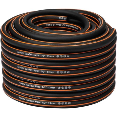 Tuyau d'arrosage 30 m 4 couches Φ13 mm (1/2") 25 bar Adaptateur de jardin Seringue Buse Distributeur Ant Kink Indéformable Robuste Noir/orange (1/5)