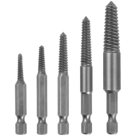 Sollbry Forets à vis, Outil de retrait de Goujons, 5 pièces extracteur de vis cassé Tige hexagonale Dents Fines endommagées Outil de retrait de boulons (1/5)