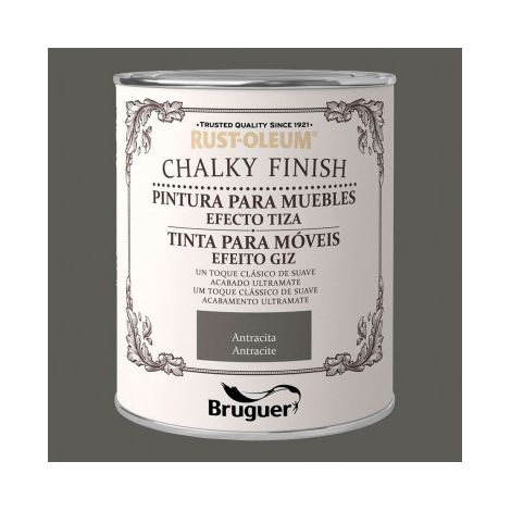 XYLAZEL chalky muebles 750ml antracita , Rust Oleum Chalky Finish Pintura para Muebles Xylazel. Pintura al agua para muebles efecto tiza. Es una pintura divertida que te permite co