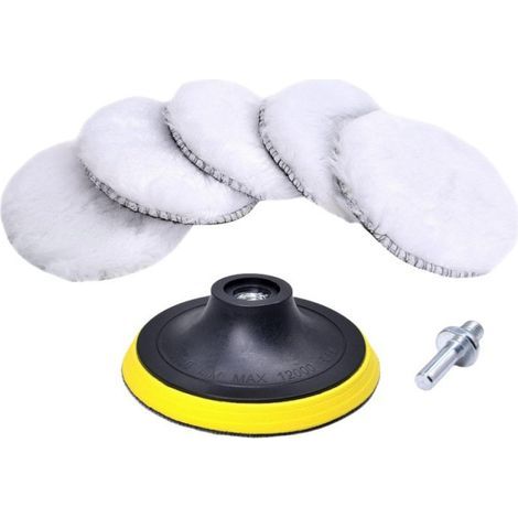 Pièces Tampon Polissage En Laine , Kit Polissage Voitures Pour Ponçage Polissages, Pour Polissages Et Meulage Cirage De Voitures(150mm) (1/5)