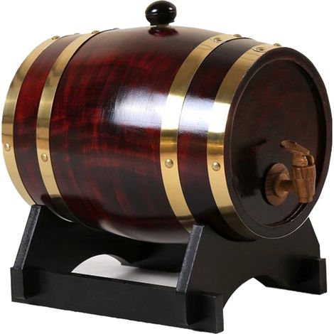 Distributeur de vin en bois pour bar et cuisine, seau à bière vintage avec bec verseur en bois facile à utiliser pour un dosage précis, tonneau à whisky au design artisanal-AquaForge (1/5)