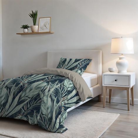 Housse de Couette Tendance, Microfibre, Bleu Tropical, Double Petit (1/5)
