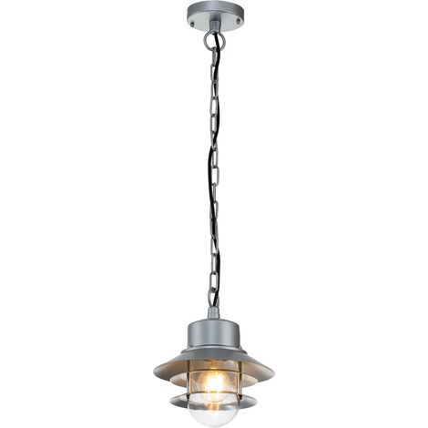 Lampada da esterno lampada a sospensione lampada a sospensione vetro trasparente acciaio inossidabile argento E27 IP44 (1/4)