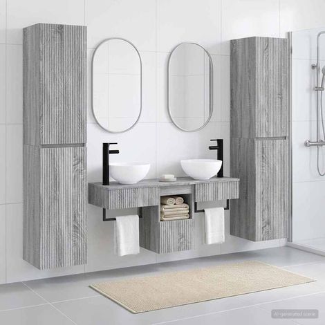 vidaXL Juego de muebles de baño 5 uds. Sonoma gris 33 x 34,5 x 160 cm (1/5)