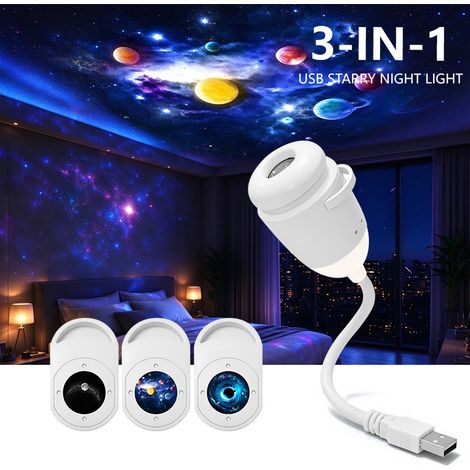 Lampe de projection de lumière de ciel étoilé lampe de projection de lampe d'ambiance rechargeable d'USB de voiture