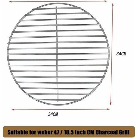 7440 34CM Grille de Cuisson en Acier Nickelé Brillant pour Weber Charcoal Kettle 47CM Barbecue charbon Grils, Weber One Touch, Bar (1/4)