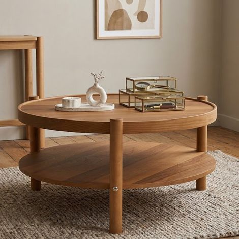 Couchtisch Gildone: Rund, 1 Fach, Walnussfarbene Tischplatte, 80x80x48h cm, Braun (1/5)