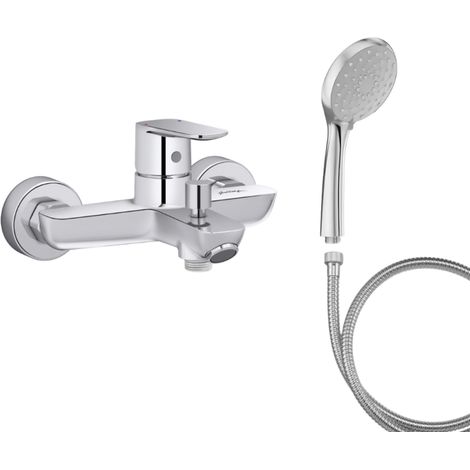Mitigeur baignoire JACOB DELAFON July+ + pommeau de douche Awaken + flexible de douche métal (1/5)