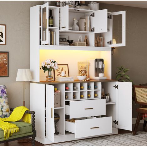 Credenza 120 x 36,3 x 180 cm con LED, prese USB, 6 ante, 2 cassetti HAVRYA (1/5)