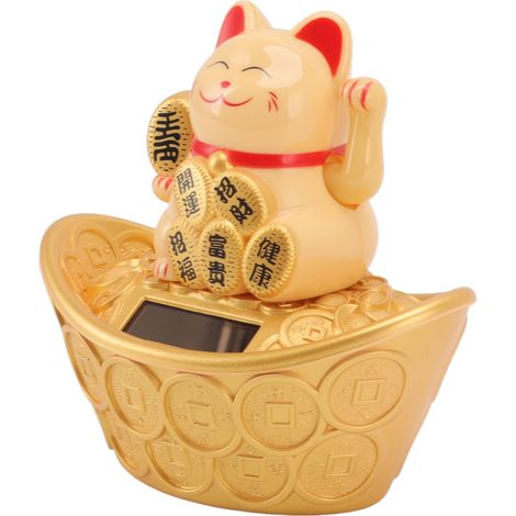 Ornement chat porte-bonheur à énergie solaire, symbole de richesse et de bienvenue, statue de chat fortuné agitant la main, pour la décoration de la maison ou du tableau de bord de la voiture, MLY2302