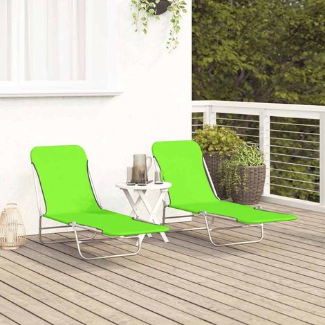 Maison Exclusive - Lettini Prendisole Pieghevoli 2pz in Acciaio e Tessuto Verde