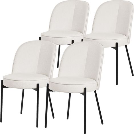 ML-Design Set 4 Sedie da Sala Pranzo Beige in Poliestere Gambe in Metallo, Struttura in Acciaio, con Schienale Semi-Rotondo, Poltrone Ergonomiche, Poltroncine Imbottite per Soggiorno e Cucina (1/5)