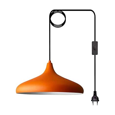 Champion Schlichte Orange Plug in Pendelleuchte - Hängelampe für Wohnzimmer, Küche, Büro, Lounge (1/5)