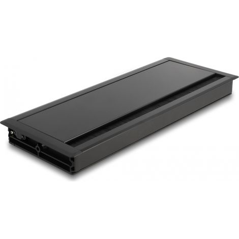 Delock Pasacables para montaje en mesa con cepillo 300 x 120 x 28 mm negro