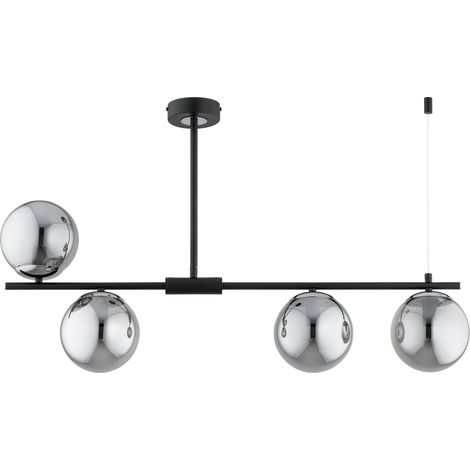 Suspension tube HILL noir chrome verre 4xE14 52cm Alfa (1/3)
