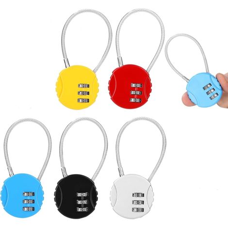 cadenas à combinaison-Convient pour les valises, les sacs à dos, les sacs à main, les casiers et les voyages,-Noir, bleu, rouge (1/5)
