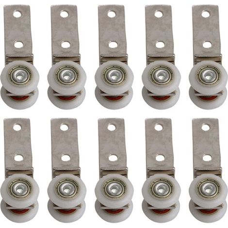 10 Roulettes Pour Porte Coulissante - Diamètre Roue 1,9 cm - Support Rail En Forme De U - Charge Max 40 kg - Pour Armoire Bibliothèque Cabinet (1/4)