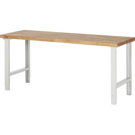 Rau Werkbank mit einstellbarer Arbeitshöhe und Massiv-Arbeitsplatte 2000x700x790-1140 mm