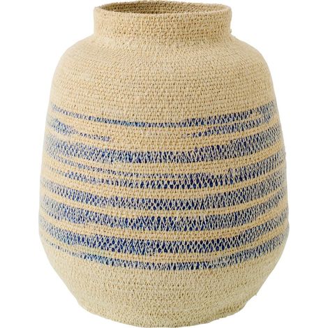 Panier Déco en Jonc "Galene" 29cm Naturel & Bleu (1/2)