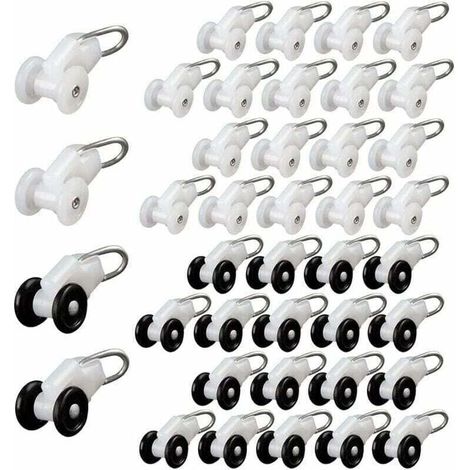 Rouleaux pour rideaux coulissants – Lot de 40 pièces en métal avec crochet et rail pour pergola ou tringle