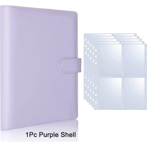 Álbum de tarjetas fotográficas, con capacidad para hasta 100 hojas, material PU duradero, color morado - 25 páginas (1/2)