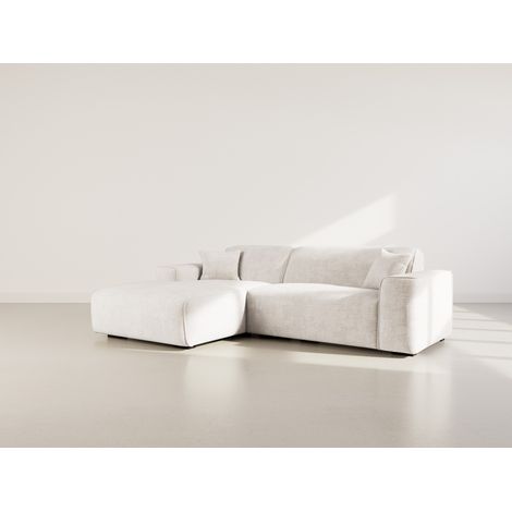 Lison - canapé d'angle gauche 4 places en velours texturé - beige (1/5)