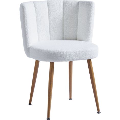Sillas de comedor blancas set de 2 con patas metálicas efecto madera y tapizado suave (1/5)