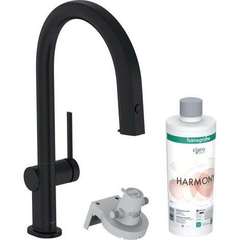 Hansgrohe Aqittura M91 - Mitigeur d'évier avec bec extractible et filtration, sBox, noir mat 76800670 (1/5)