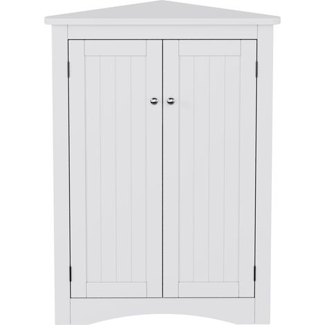 Mobile angolare da bagno bianco in MDF con 2 ante e 3 livelli, 61,5 x 34,5 x 80 cm (1/5)