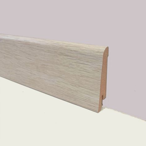 €1,69 - BATTISCOPA ZOCCOLINO in FIBRA DI LEGNO 60x15 Vari decori, Parquet, Laminati, SPC, LVT (prezzo al metro)-ROVERE SBIANCATO (1/2)