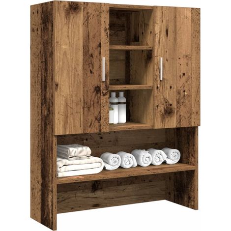 Vidaxl – Meuble pour machine à laver en bois d'ingénierie – Dimensions 70,5x25,5x90 cm – 2 portes et 4 compartiments ouverts – Résistant à l'humidité