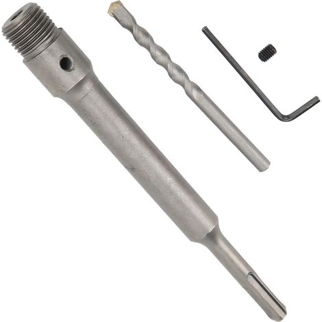 Adaptateur mèche acier haute teneur en carbone 200 mm argent robuste antiusure pour perceuse burineuse et foret à eau kit 4 pièces (1/5)