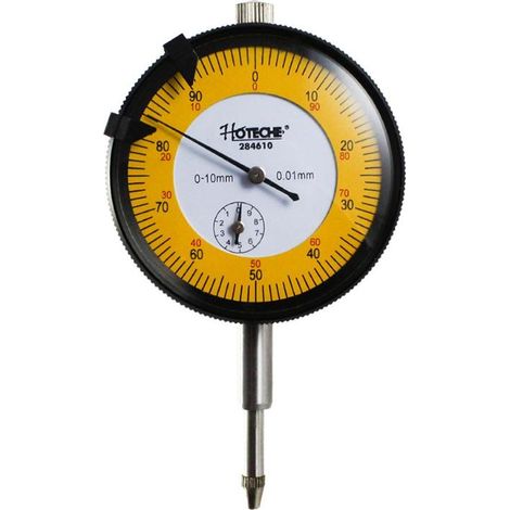 HOTECHE indicador dial de 0 - 10mm , Indicador de dial 10 mm aluminio Precision: 0,01 mmInstrumento de medición profesional compacto que puede alcanzar lugares en los que l (1/2)