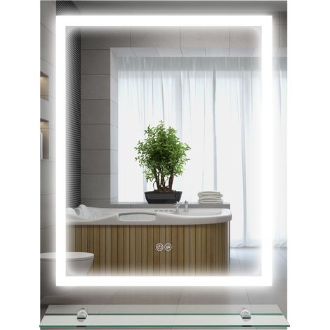 Miroir mural LED salle de bain rectangulaire 70 x 50 cm