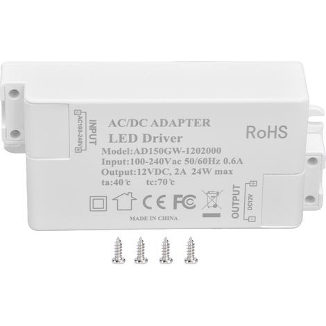 Alimentation LED DC 12V 24W 2A avec Protection – Transformateur pour Lampes et Bandes LED – AC 100‑240V Multifonction (1/5)