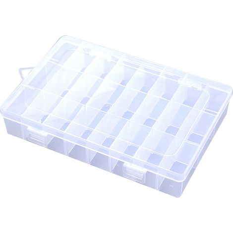 Verstellbare, transparente Aufbewahrungsbox mit Fächern für Gegenstände (24 Fächer) (1/5)