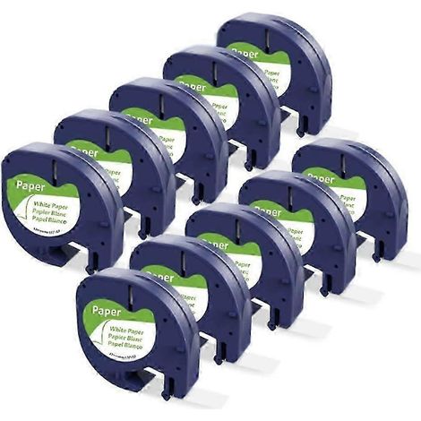 Lot de 10 étiquettes 91200 91330 compatibles avec les recharges LetraTag Plus LT100H LT100T QX50, noir sur blanc, de bonne qualité. WHBYV (1/4)