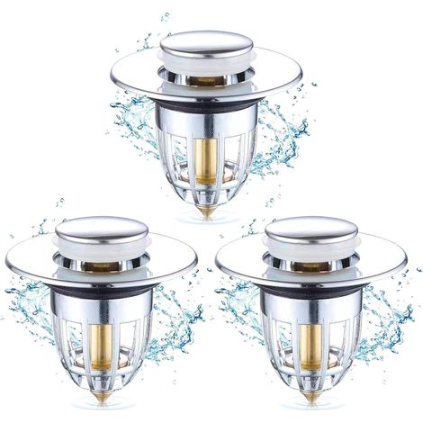 Bouchon de Lavabo PopUp Universel 3 Pièces pour Éviers de Cuisine, Système AntiBlocage et Étanchéité Parfaite (1/5)