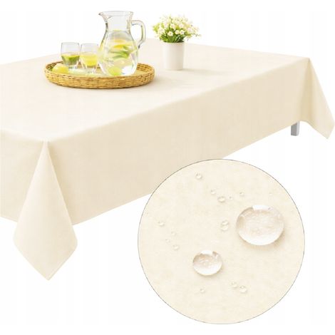 Nappe de jardin imperméable 155 x 220 cm pour table, terrasse, balcon ou pergola, écru.