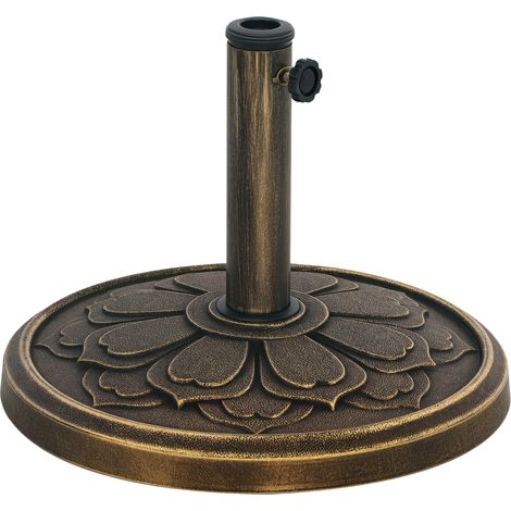 Base per ombrellone da 12 kg con manovella integrata, in resina, metallo e cemento, Ø46x33 cm, bronzo.