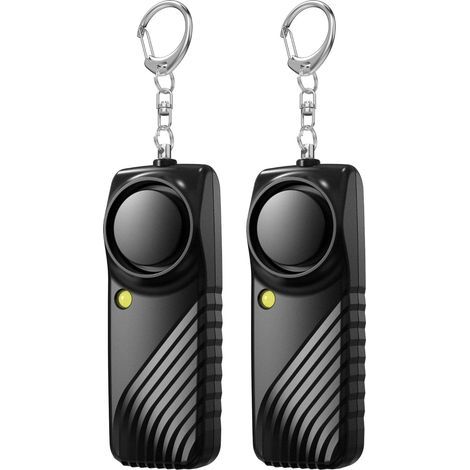 2er-Pack persönliche Sicherheitsalarme, 130 dB lauter Alarm mit tragbarer LED-Taschenlampe, Notfallalarm zur Selbstverteidigung im Freien, Schwarz (1/5)
