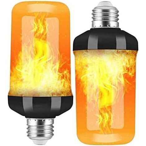 Ampoules LED E27 effet flamme, lot de 2, avec capteur de gravité, lumières clignotantes pour Halloween, intérieur/extérieur/bar/fête (1/5)