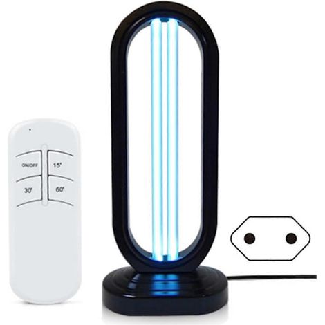 Lampada UV o ozono da 38 W, lampada germicida al quarzo portatile per la sterilizzazione domestica, nera, spina europea. (1/5)
