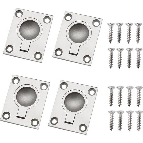 4x Poignées de Traction à Anneau Affleurant en Acier Inoxydable 304 avec Vis pour Bateau Marin Yacht Pont Trappe Loquet Porte de Tiroir (1/5)