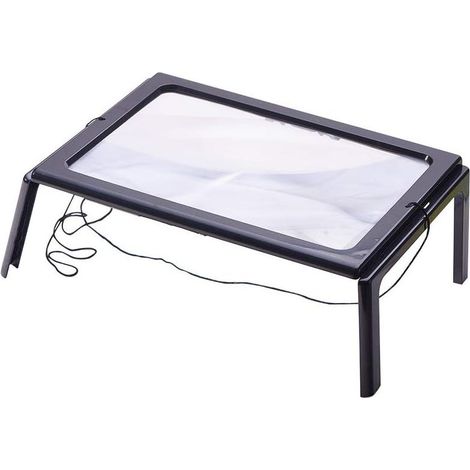Loupe de lecture avec 4 lumières LED, grossissement 3x Éclairage Loupe rectangulaire A4 avec lampe loupe sur pied (1/5)